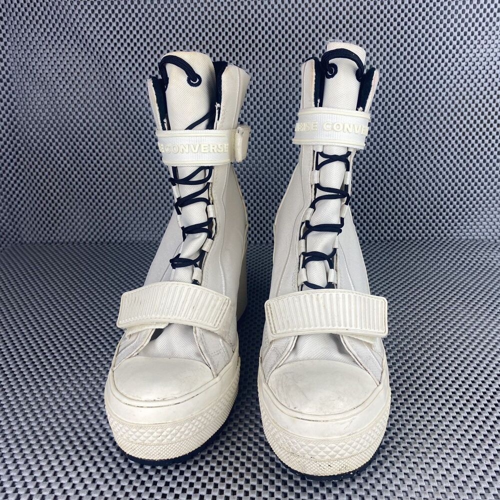 Converse Soho Survivor Heeled Platform Boots Womens 6 White Combat Boots Casual - Picture 5 of 9